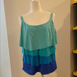 Layered Blue and Teal Women's Top